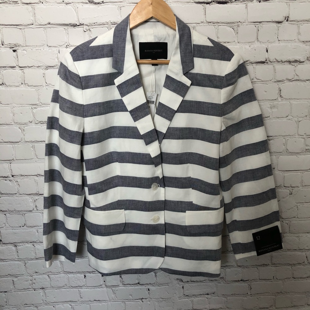 BANANA REPUBLIC NWT Striped Blazer Jacket Size 12